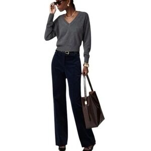 J.Crew Natalia Wide Leg Pant in‎ Stretch Corduroy Women's Size 4 Navy Blue New